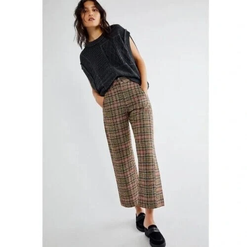 Free People Shape Up Trouser Pants Button High Rise Relaxed Fit