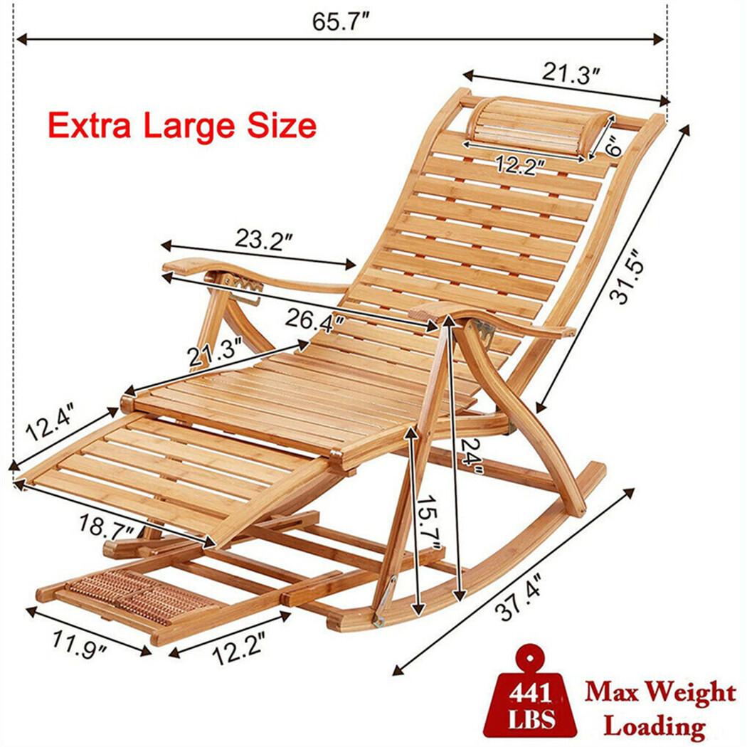 Extra Large Rocking Chair Wooden Lounge All Weather Recliner with High ...