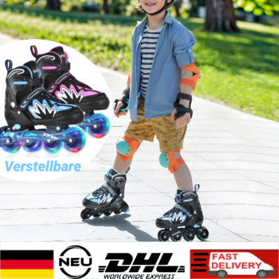 Inliner für Jungen Mädchen, Inline Skates Rollschuhe Kinder Verstellbare Größen 
