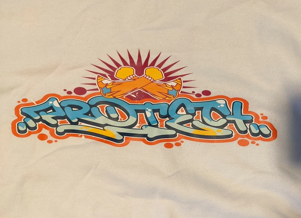 Graffiti 1980's Style Graphic Men's XL White Sweatshirt - "Protect" Streetwear - Image 4 of 4
