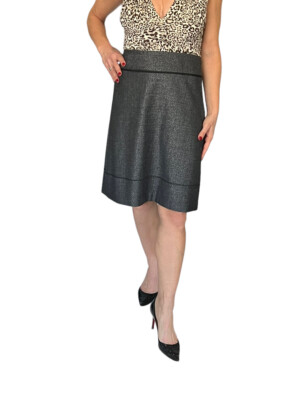 THEORY MAIA Z POLYPHONIC SHIMMER GRAY WOOL ANGORA A LINE MINI SKIRT  6 NWT $245