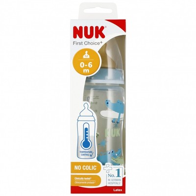 4008600443247 NUK Butelka z wskaźnikiem temp. 300 ml 0-6m First Choice  niebiesk