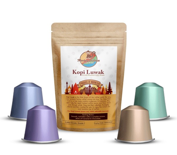 Monkey Business Coffee - Wild Ethical Kopi Luwak - Cápsulas Nespresso - Indonesia