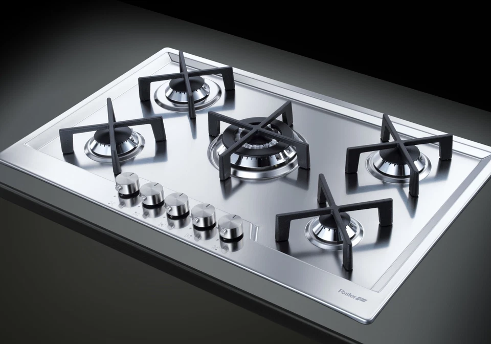 Piano Cottura Cucina 5 Fuochi Tripla Corona Inox 79x50 cm KS Foster 7610032 - Immagine 2 di 3