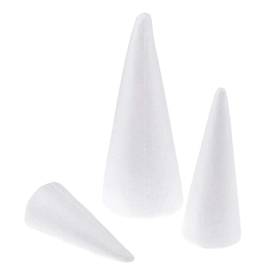 12x Styrofoam Foam Cones Polystyrene for Crafts DIY Painting Christmas Tree - Image 2 of 4
