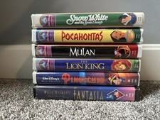 Lot of 6 Disney Masterpiece VHS. Snow White Lion King Fantasia Pocahontas Mulan