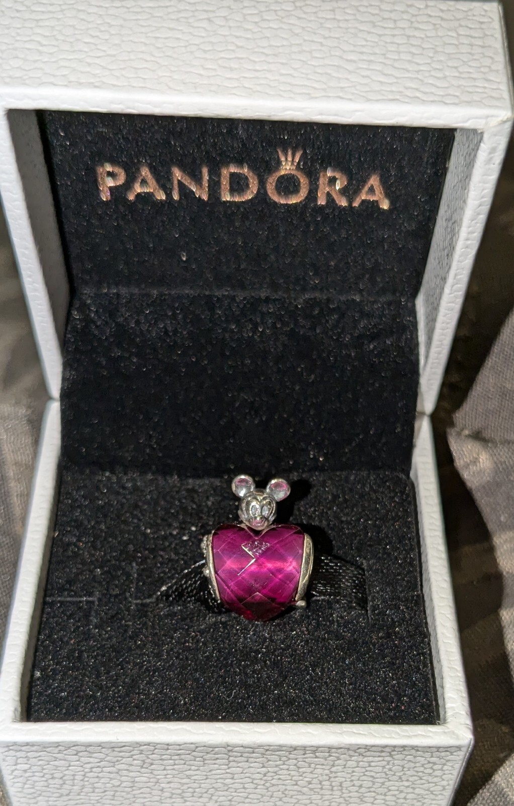 Pandora S925 Silver Mickey Mouse Heart Slide Charm Disney