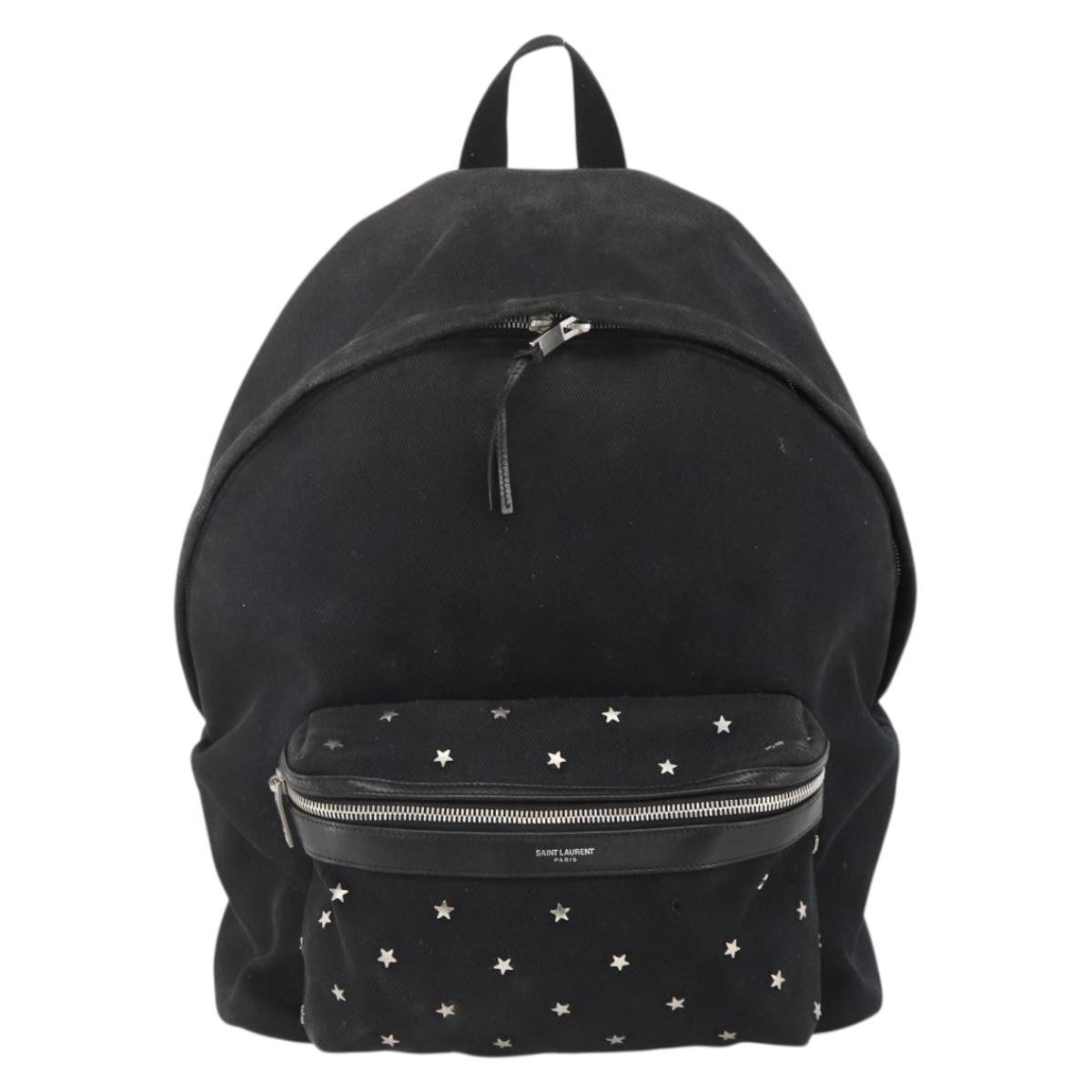 SAINT LAURENT Backpack Canvas Black Silver Auth bs34220 — image 13