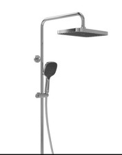 Swirl Mixer Shower Thermostatic 3 Spray Pattern Dual Square Head Chrome