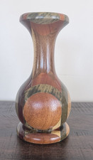 Vintage Hand Turned Segmented Wood Vase Multi Wood 7.75 Artisan