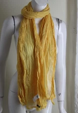 UNISEX Estate Monoprix Homme YELLOW Crinkled French Cotton Gauze Scarf Wrap