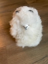 Llama Hand Made Real Alpaca Fur Soft Plush Self Standing 8" Tall Figure