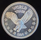 1984 World Trade Unit Eagle Scales Vtg Bullion-0.999 Silver 1 Oz Art Coin Round