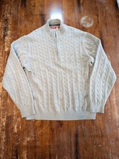 Izod 1/4 Zip Sweater Mens Large Gray 100 Cotton Preppy Casual Business Work