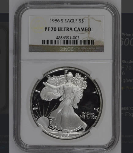 :1986-S S$1 SILVER AMERICAN EAGLE 1 OZ SPOTLESS NGC PF 70 ULTRA CAMEO R2 TOP POP