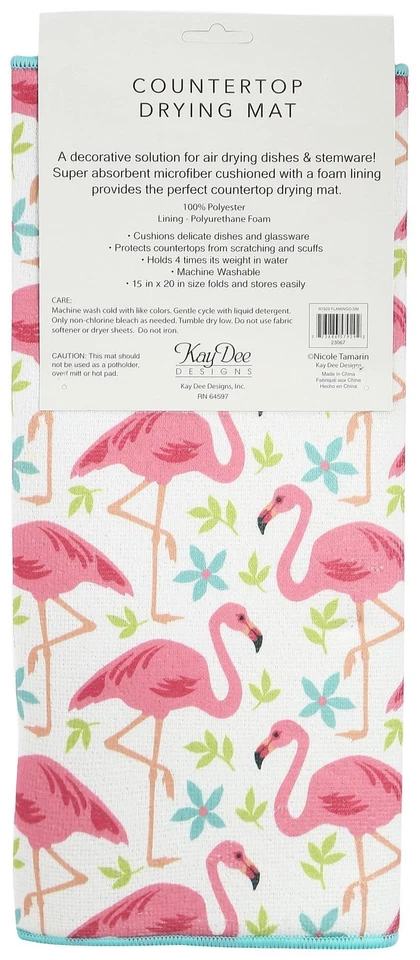 Alfombra de secado de encimera de cocina Pink Flamingo, 15 x 20 Foto 2 de 3