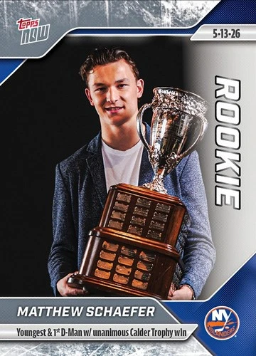 Matthew Schaefer 2025-26 NHL Topps NOW Sticker #171Rookie Of The Year Islanders