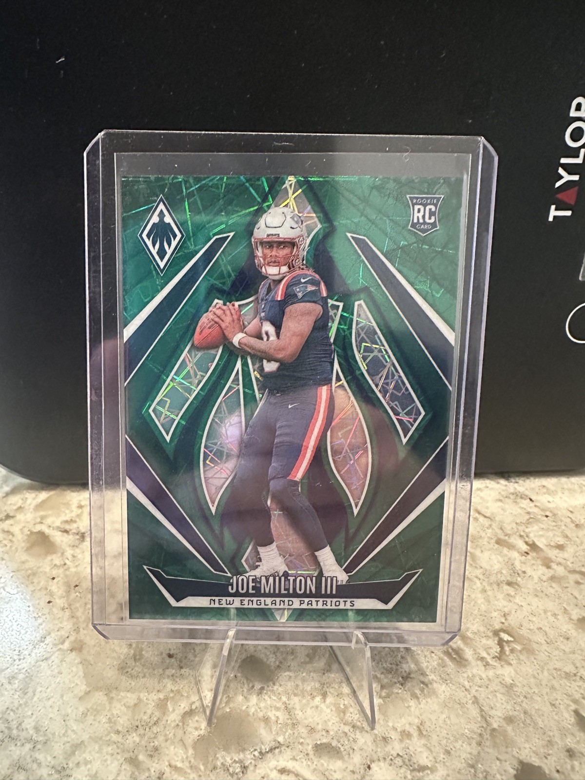 2024 Panini Phoenix - Rookies Joe Milton III #205 Green Lazer /50 (AU, RC)