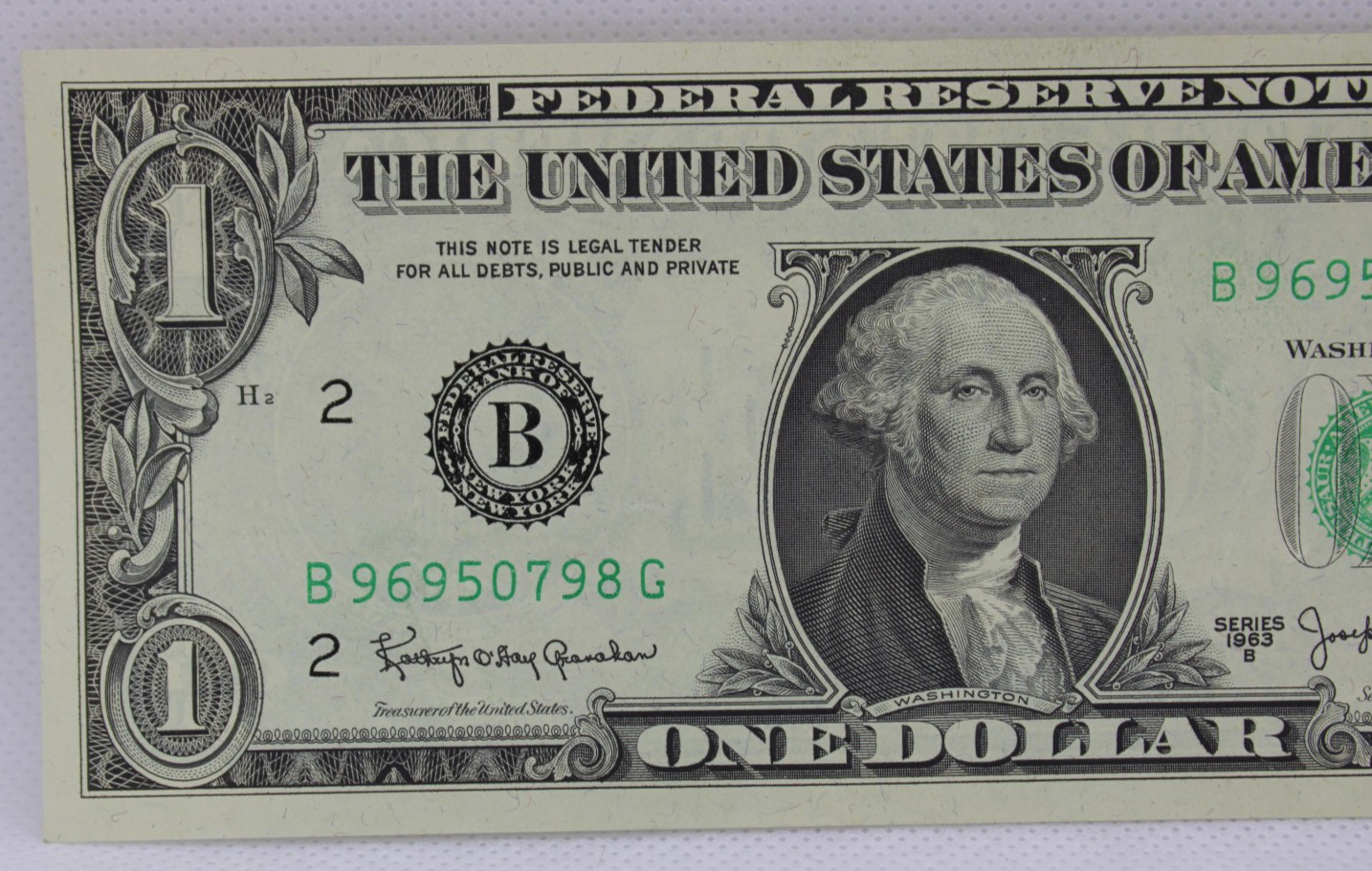 1963B Joseph Barr Note Fancy Serial Number One Dollar Bill B96950798G Ladder