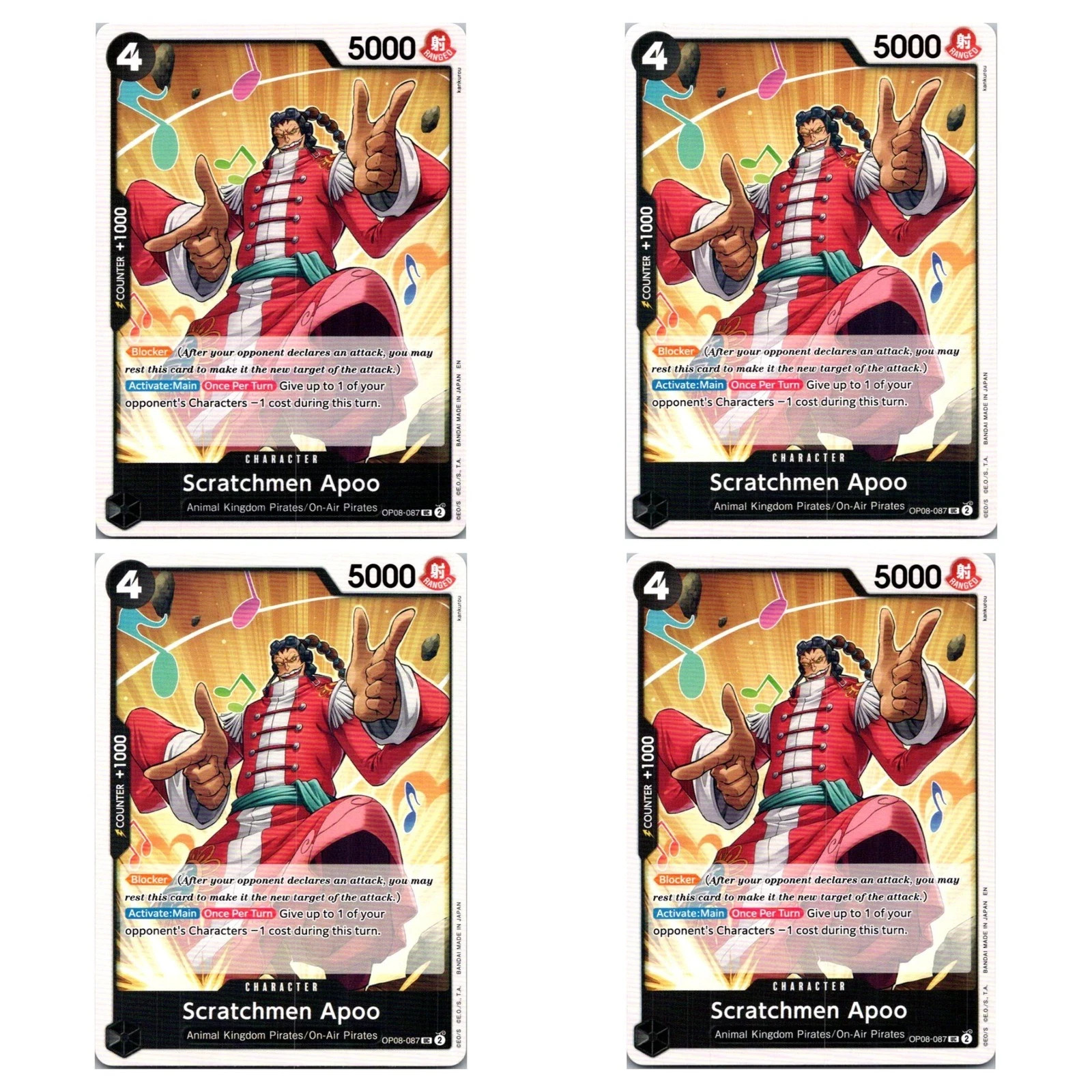 Scratchmen Apoo #OP08-087 - Two Legends x4 Playset One Piece
