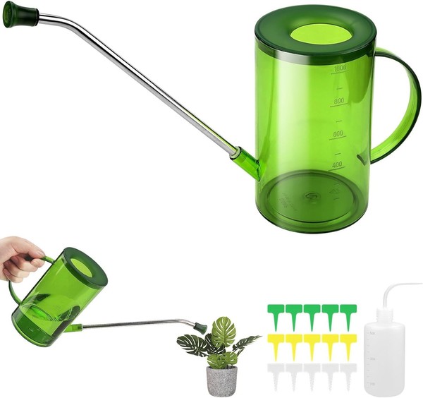 GießKanne 1L Mit Langem Hals Auslauf FüR Zimmerpflanzen Blumen GießEn GrüN-image