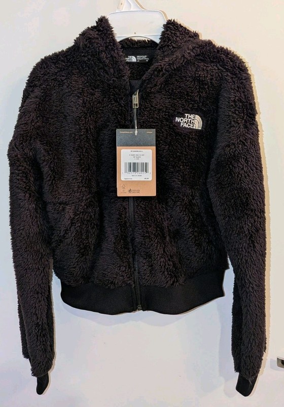 NEW$85 The North Face Girls G Suave Oso Hooded Full Zip Jacket Black Fleece L/12