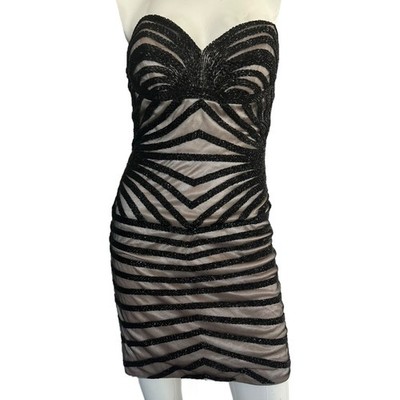 Atria Couture Nude Mini Dress With Black Beaded Embellished Overlay Size 6 | eBay Atria Couture Nude Mini Dress With Black Beaded Embellished Overlay Size 6 | eBay