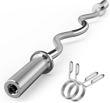 Olympic EZ Curl Barbell Bar, 47" EZ Curl Bar for Weight Lifting, Biceps, Triceps