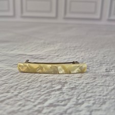 Vintage Made in France Cream Pearloid Rectangular Hair Barrette Clip Accessory