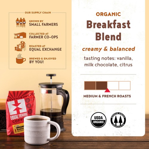 12 Ounce Fair Trade Breakfast Blend Coffee Medium Roast Organic Gourmet 100 A... - Picture 2 of 7