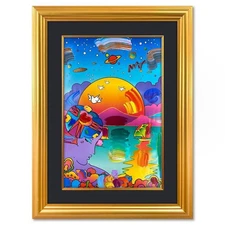 Peter Max, "New Horizon" Framed One-of-a-Kind Mixed Media, Hand Signed with Regi
