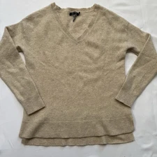 Cashmere Sweater Camel Tan Soft Quiet Luxury Capsule Wardrobe Minimalist Fuzzy M