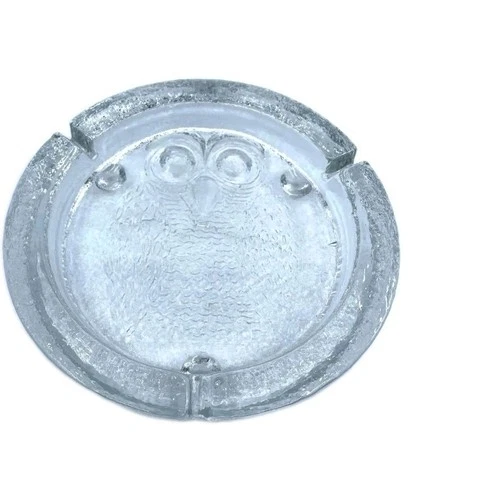Vintage Mid-Century Blenko Clear Art Glass Big Hoot Owl Cigar Ashtray Heavy