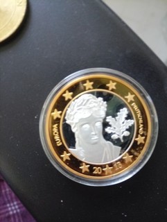 MEDAILLE: 5 EURO PROBE DEUTSCHLAND Cu versilbert vergoldet PP Germania Eichen