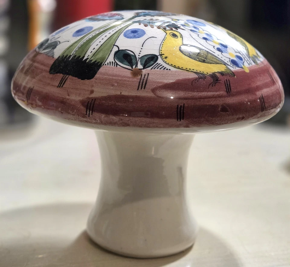 Cerámica Tonala Champiñón Arte Popular Mexicano Cerámica De Colección Pintada a Mano Original Foto 4 de 4