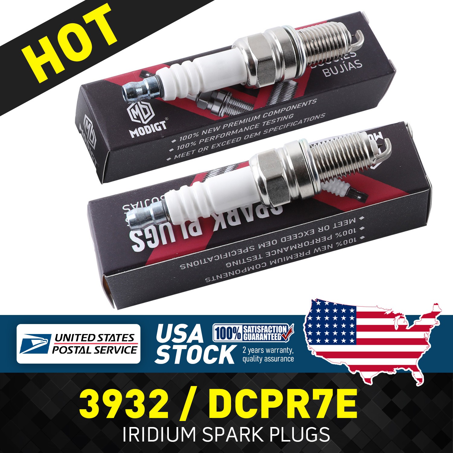 Premium 4 Pcs Replacement For NGK 3932 DCPR7E Iridium Spark Plugs New MGT