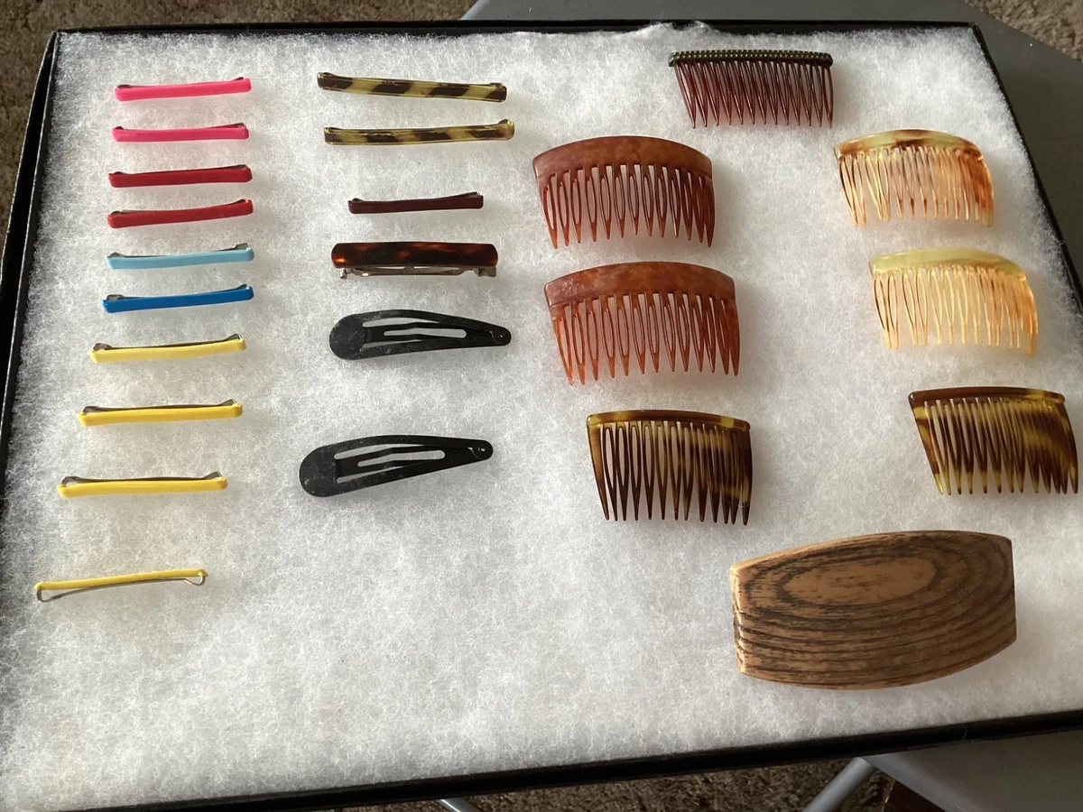 Lot Of Hair Twist Bun Side Comb Women Goody Tortoise Mia Barrette Made in France Camila Paris AD825/2 French Hair Side Comb, Small, Curved  main image 4