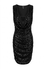Forever 21 Black Sequin Cowl Neck Bodycon Mini Dress Women’s Med Party Cocktail