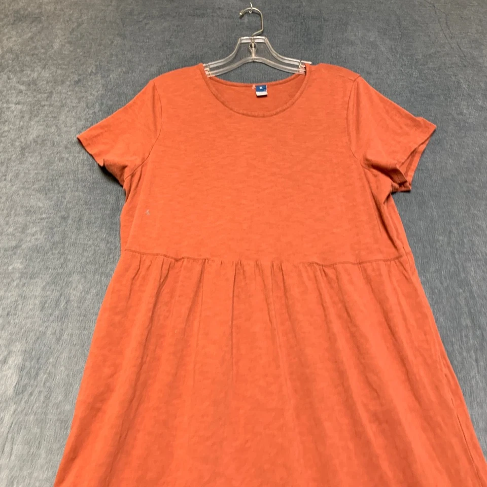 Old Navy Tiered Midi Swing Maxi Dress Womens XL Burnt Orange Slub Knit Cotton - Image 4 of 4