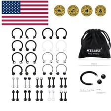 16g Lip Rings Stainless Steel Horseshoe Labret Monroe Lip Rings Nail Tragus H...