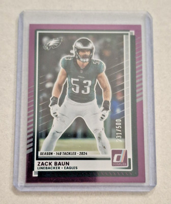 Zack Baun 231/500 - 2025 Panini Donruss Purple Stat Line Philadelphia Eagles