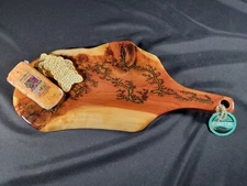 Live Edge Cedar Charcuterie / Serving Board With Fractal Burn Inlay