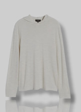  364 Vince Men's White Featherweight Wool Cashmere Pullover Hoodie Size XL