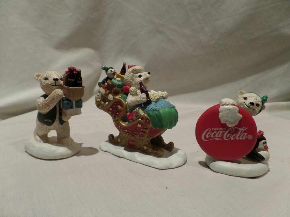 COCA-COLA CHRISTMAS FIGURINES--LOT OF THREE  1995-1996