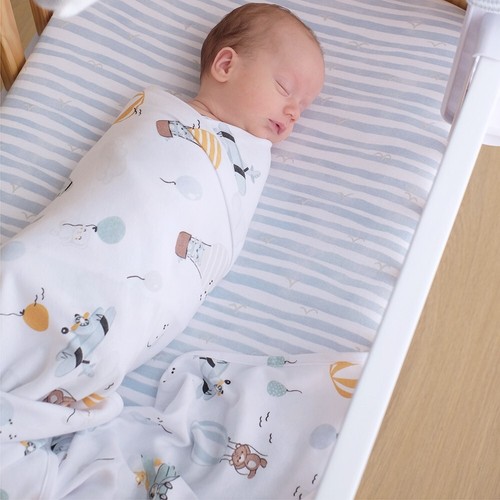 Living Textiles 2PK Premium Cotton Jersey Swaddle Wrap - Up Up and Away - Picture 2 of 3