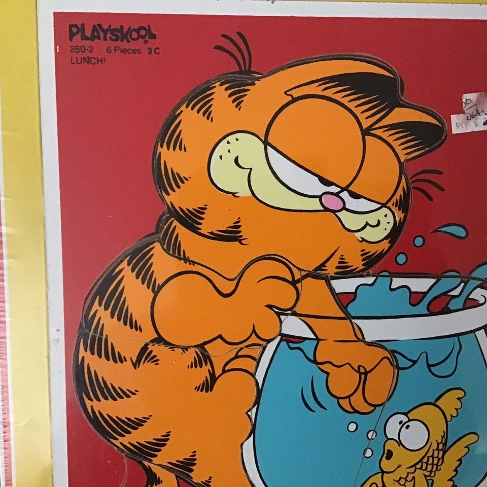 Vintage Playskool Garfield Fishbowl Woodboard Wooden Puzzle 1982 New Sealed - Image 2 of 4