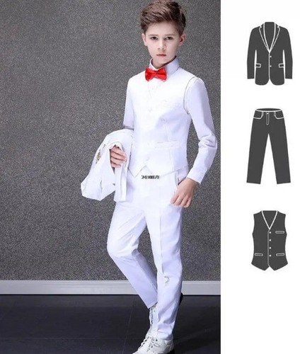 Lot Flower Boys White Suit Wedding Party Set Tuxedo Dress Graduation Costume - Picture 9 of 26