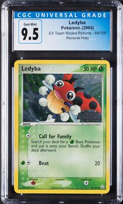 2004 Ledyba Pokemon EX Team Rocket Returns Reverse Holo 64/109 CGC 9.5
