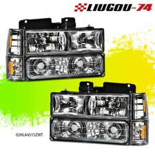 Headlights Fit For 1994-1998 Gmc Sierra Ck Yukon Chevy Ck C10 Suburban Chrome