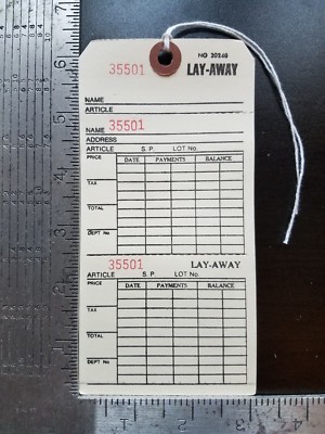 Numbered Manila 3 Part Layaway Tags 100 count 6-1/4'' x 3-1/8'' Reinforced String